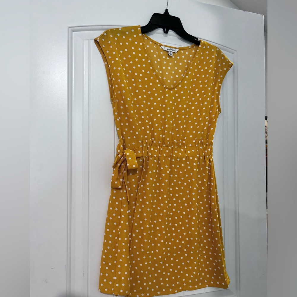 Speechless Mustard Yellow Polka Dot Midi Dress
